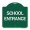Signmission Designer Series Sign-School Entrance, Green & White Aluminum Sign, 18" H, GW-1818-24451 A-DES-GW-1818-24451 - alternate 1